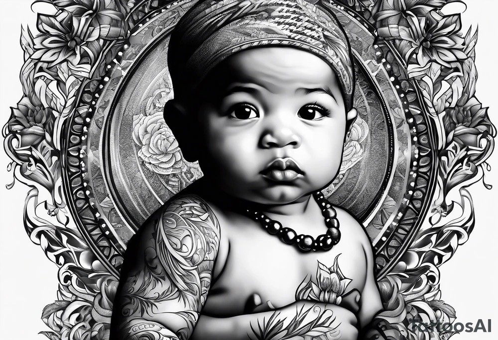 Mixed raced baby with Isaiah written in script underneath tattoo idea