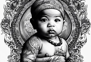 Mixed raced baby with Isaiah written in script underneath tattoo idea