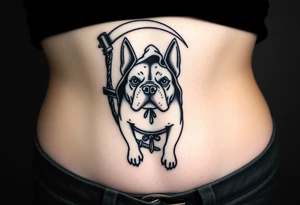 A pit bull dog as the grim reaper tattoo idea