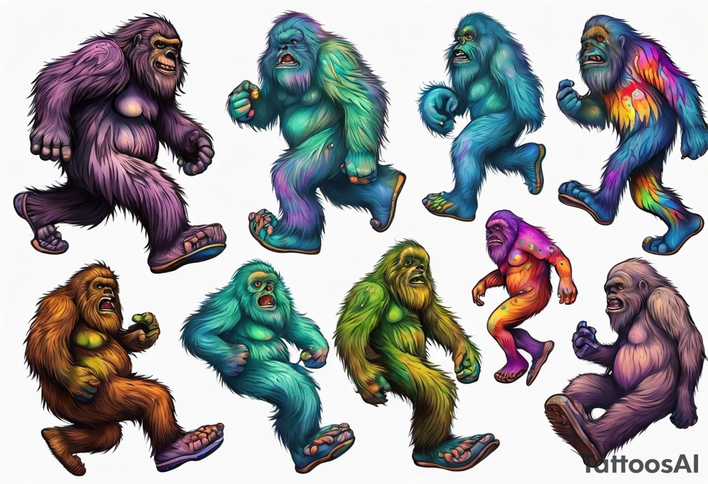 Big foot having a psychedelic trip tattoo idea