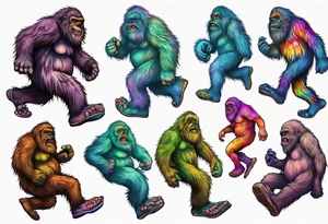 Big foot having a psychedelic trip tattoo idea