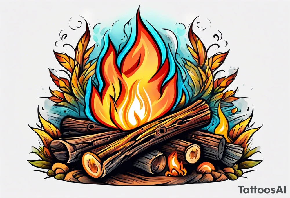 Old school bonfire tattoo idea