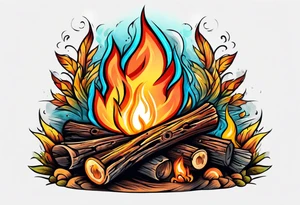 Old school bonfire tattoo idea