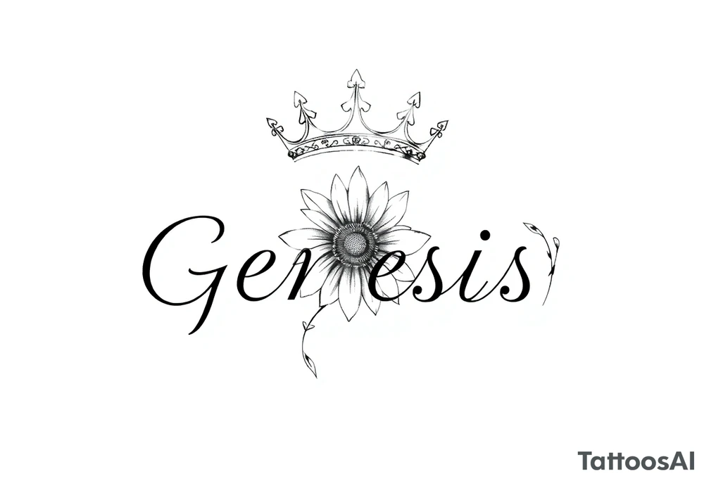 name genesis and a sunflower and a crown tattoo idea
