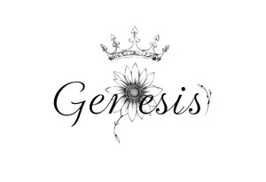 name genesis and a sunflower and a crown tattoo idea