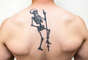 skeleton clibing up rope ladder tattoo idea