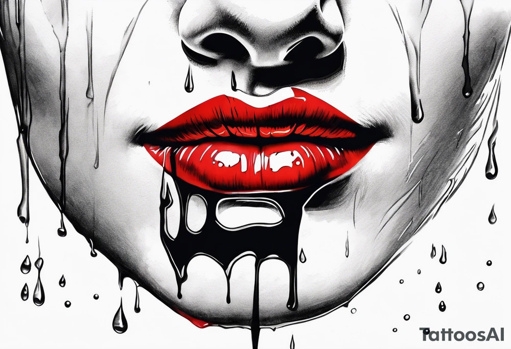 red lips dripping wet tattoo idea