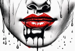 red lips dripping wet tattoo idea