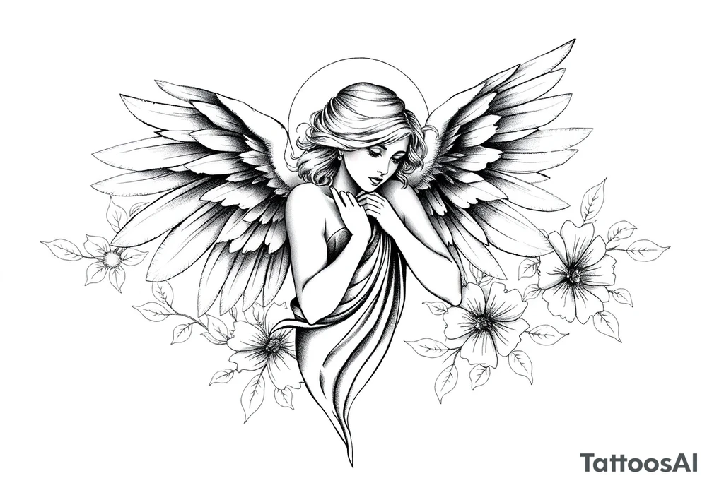 Angel in heaven memorial tattoo tattoo idea