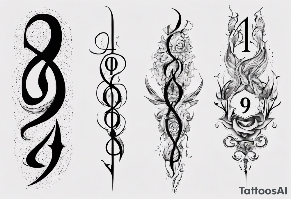 number 9 upside down and right side up connected in the middle. Tall and thin tattoo idea number 9 upside down and right side up connected in the middle. Tall and thin tattoo idea