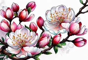 2 silk tree blossoms floating tattoo idea