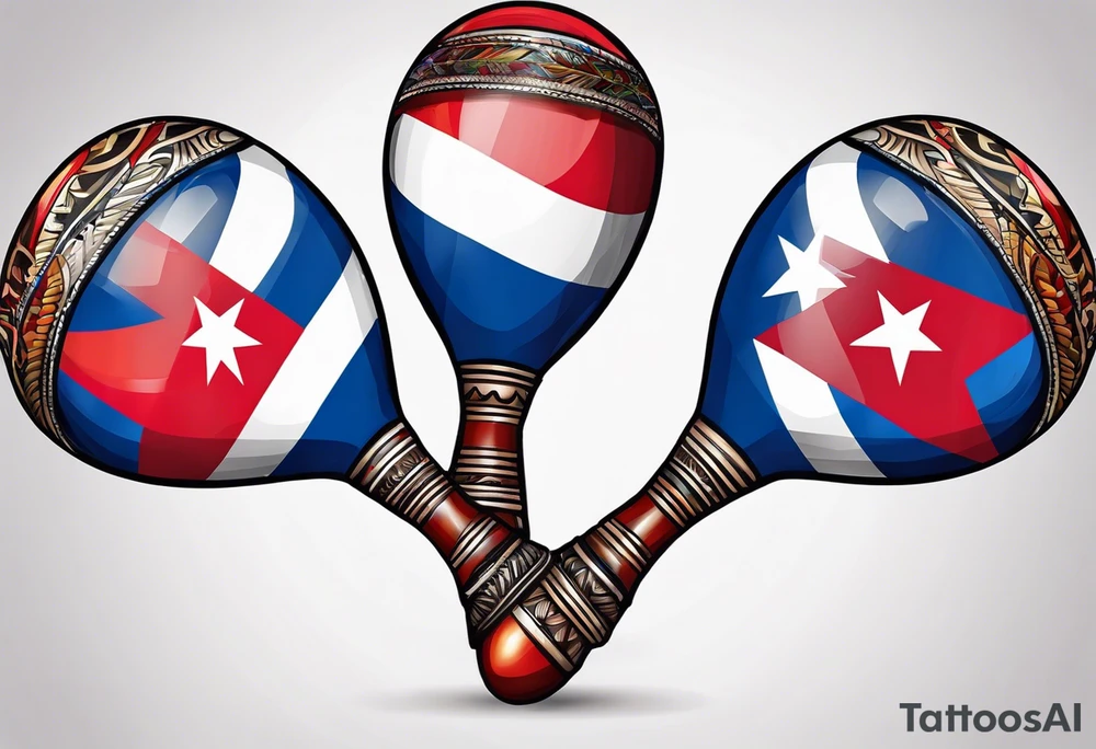 2 colorfull maracas with Cuban flag tattoo idea