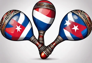 2 colorfull maracas with Cuban flag tattoo idea