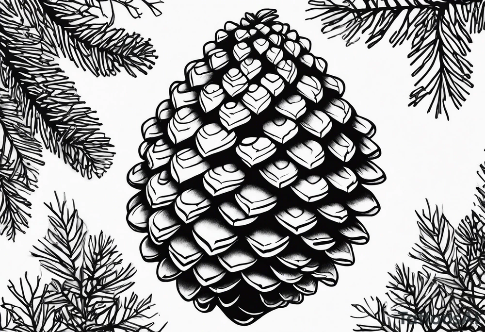 Upside down pine cone with trees on top tattoo idea