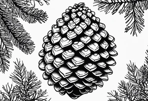 Upside down pine cone with trees on top tattoo idea
