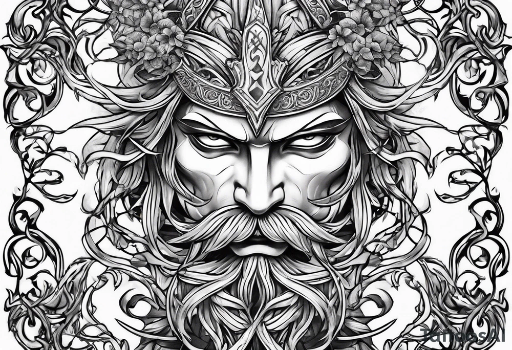 leafy vines with sword tattoo idea