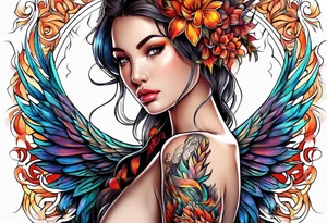femme nu avec un tatou de phoenix tattoo idea