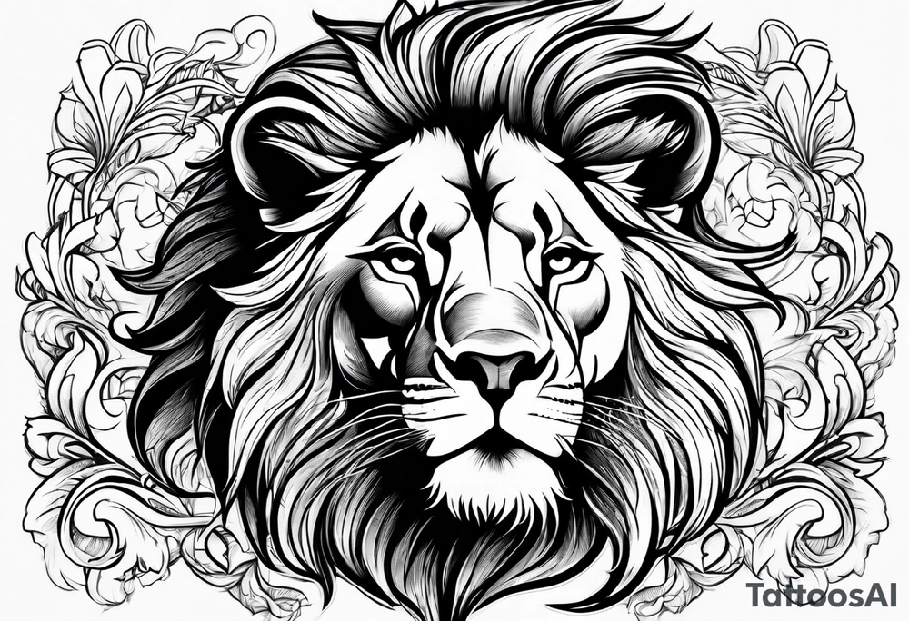 Small male lion with inspirational quote tattoo idea