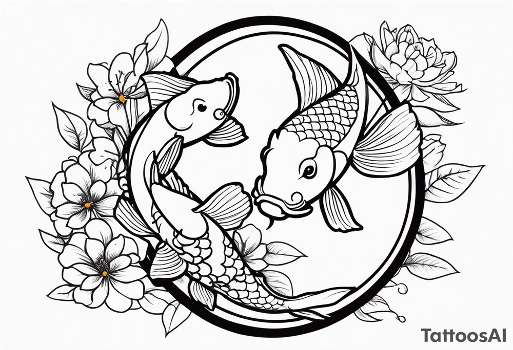 Koi fish with Taurus birth flower in the middle tattoo idea