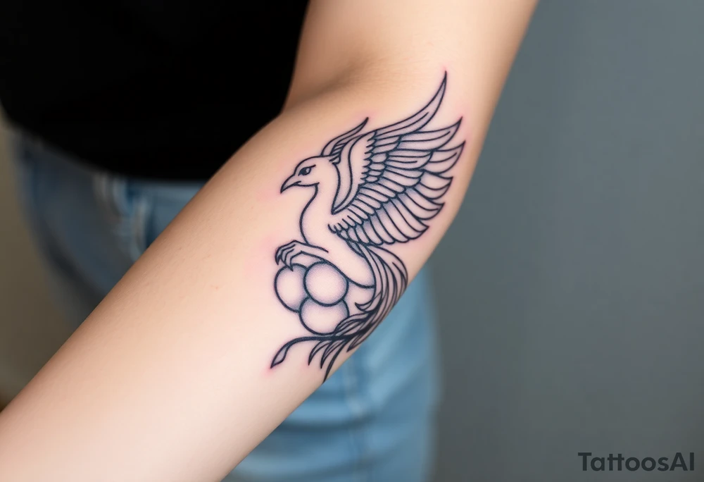 A phoenix rising out of a brain looking powerful tattoo idea