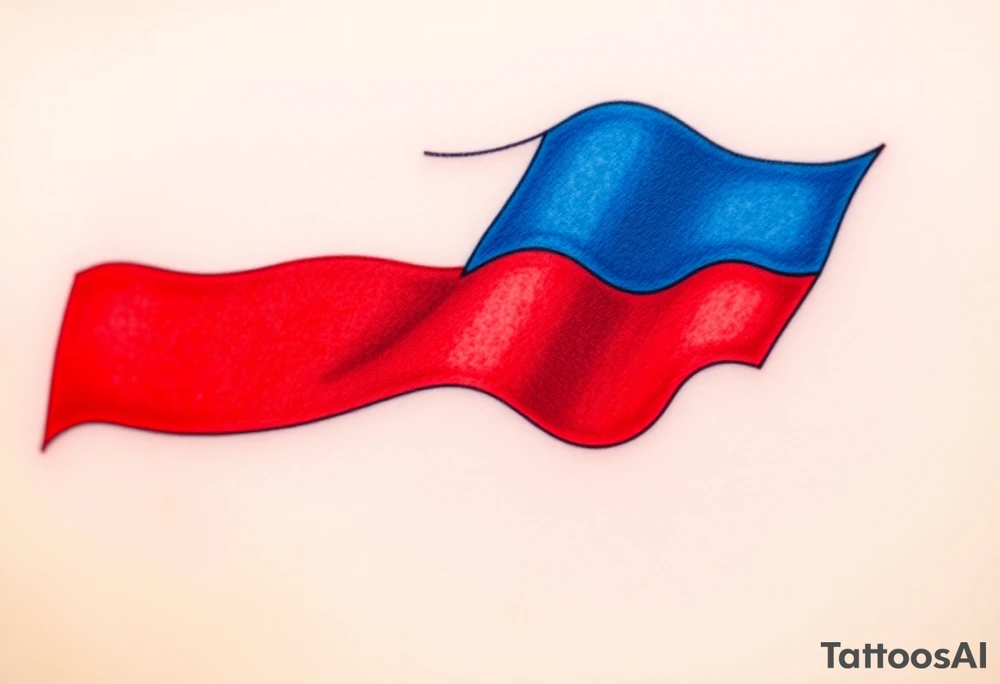 A waving Czech flag with realistic fabric texture, its red, white, and blue colors appearing vibrant and dynamic. tattoo idea