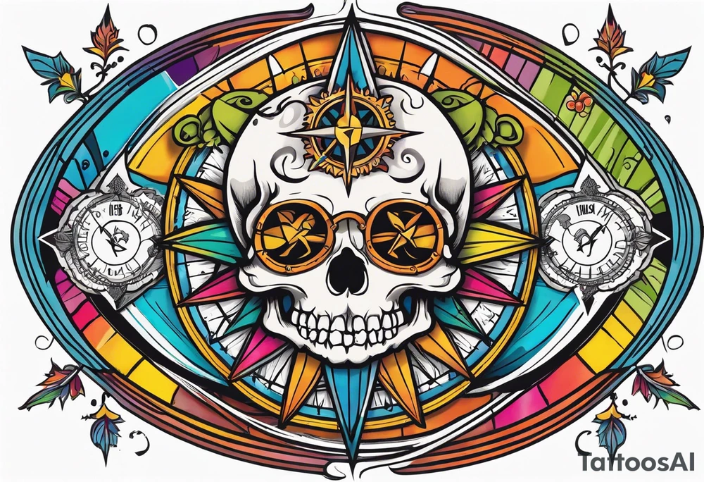 Compass wonderland skulls tattoo idea