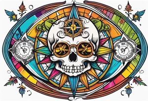 Compass wonderland skulls tattoo idea