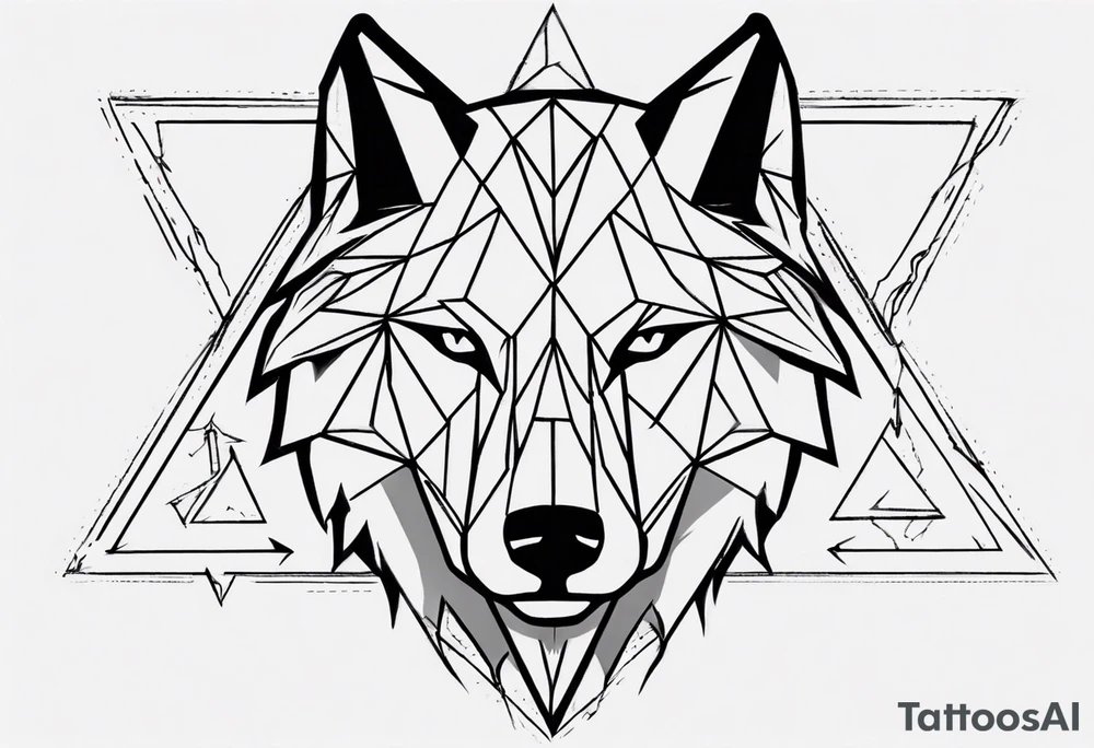 wolf head with a triangle shape in the background tattoo idea wolf head with a triangle shape in the background tattoo idea