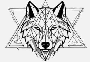 wolf head with a triangle shape in the background tattoo idea