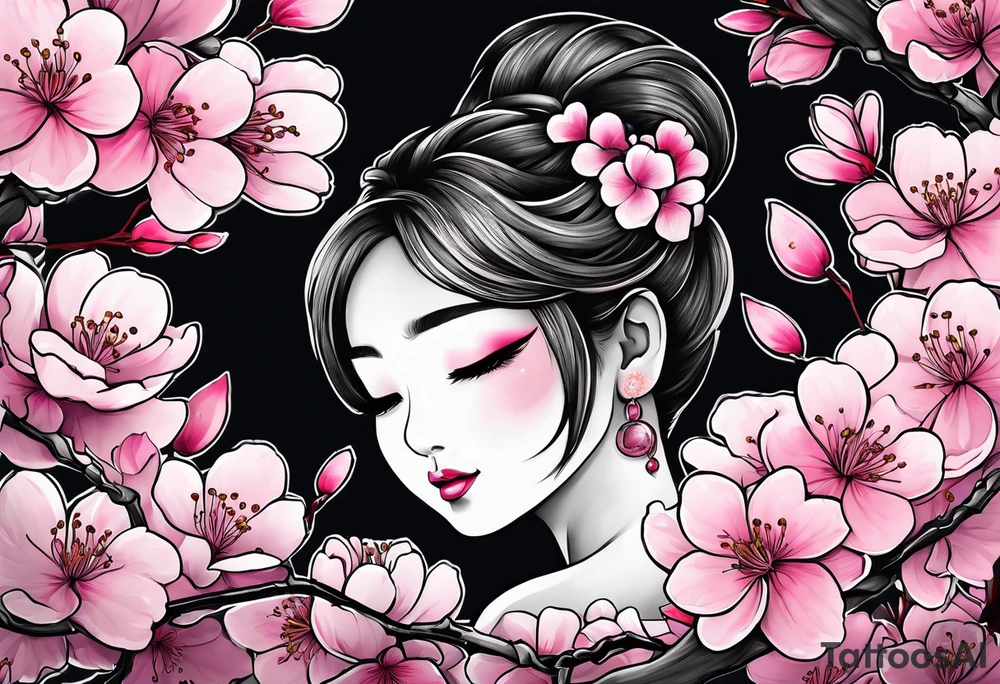 "Life Goes On" Pink cherry blossoms, lord of color tattoo idea