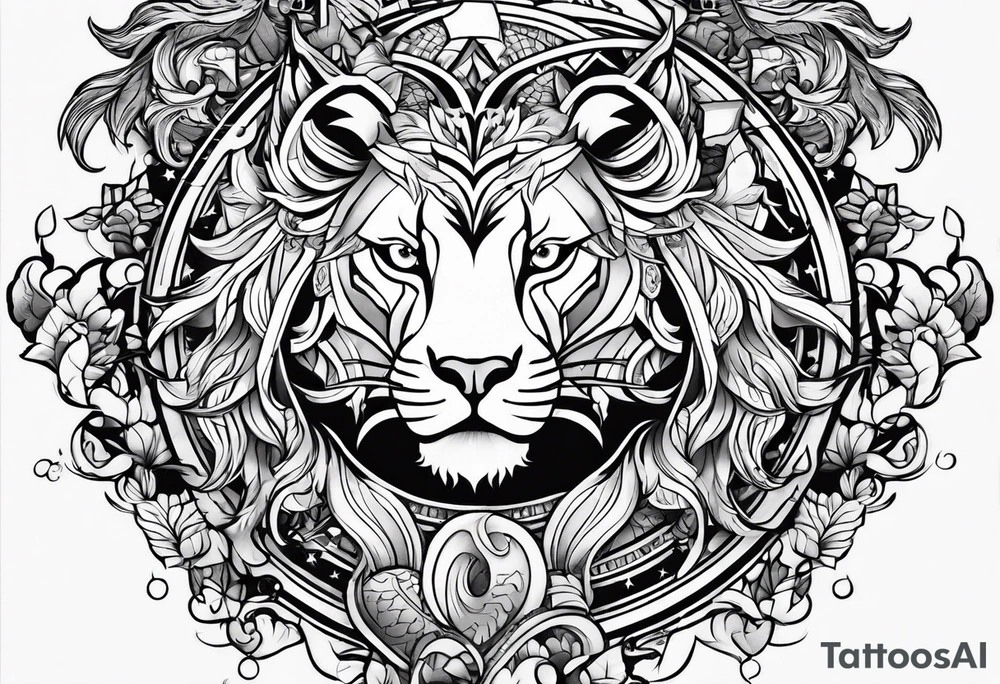 Leo and sagittarius zodiac symbols tattoo idea