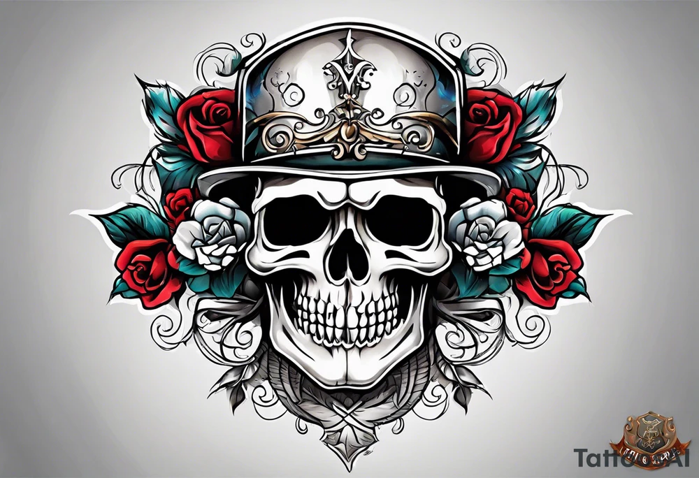 Bold Neo traditional skull tattoo idea