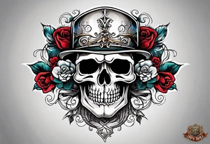 Bold Neo traditional skull tattoo idea