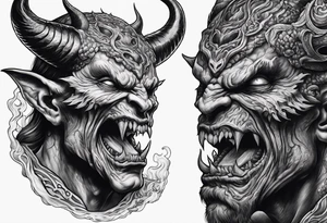Demon feeding on a human soul tattoo idea