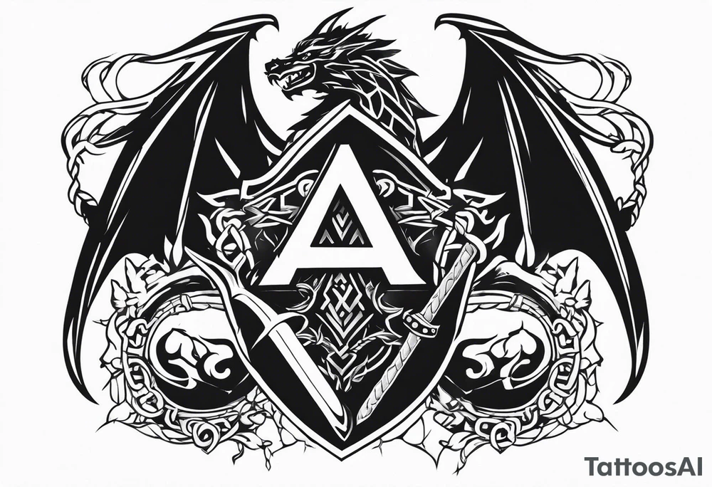 Valhalla sword shield dragon axe Valknut barbed wire chains fire tattoo idea Valhalla sword shield dragon axe Valknut barbed wire chains fire tattoo idea