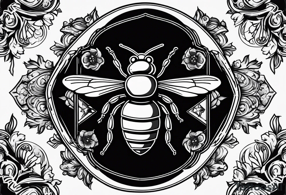 a bee inside of a emblem, like a family blazon
a bit classy and emblematic tattoo idea