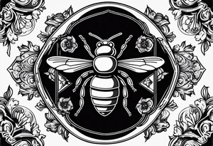 a bee inside of a emblem, like a family blazon
a bit classy and emblematic tattoo idea