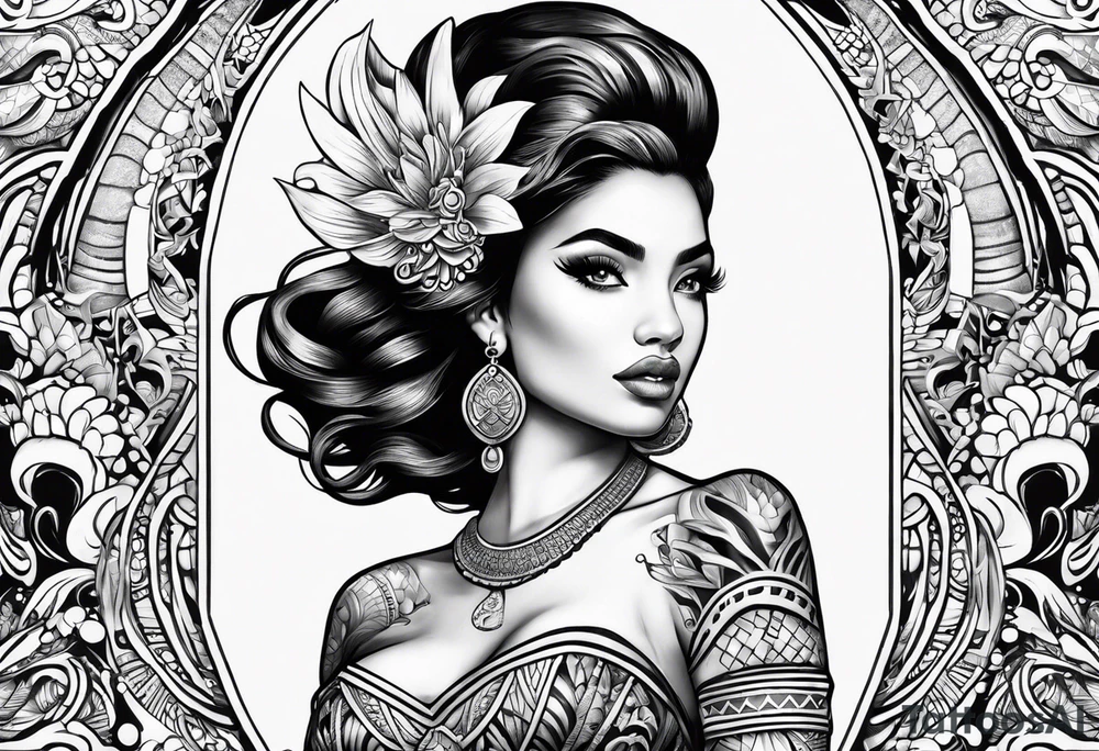 mermaid aztec full body tattoo idea