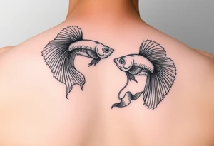 Two bettas fancy tailed swimming tattoo idea