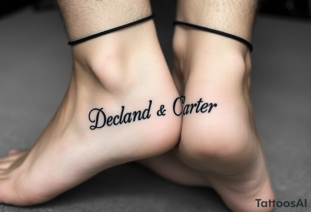My sons names- Declan and Carter around my ankle tattoo idea