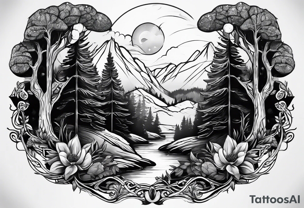 lines forest tattoo idea