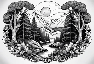 lines forest tattoo idea
