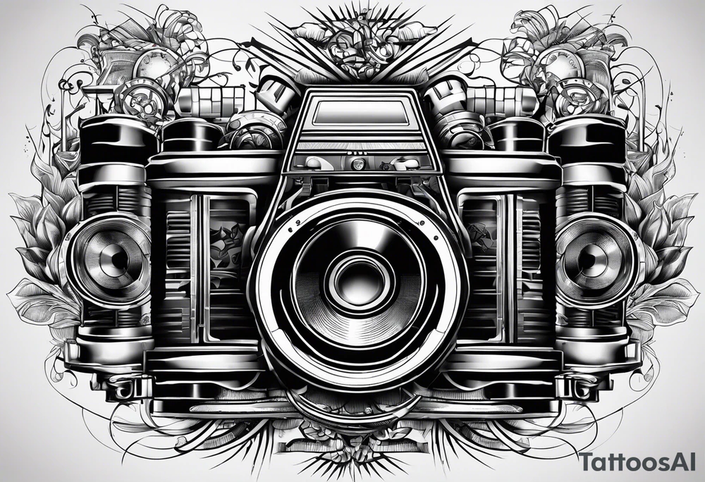 4 takt motoren-zylinder mit Ve
Verbindung zur Musik. Diesel und Musik als Treibstoff. Tattoo am hals tattoo idea