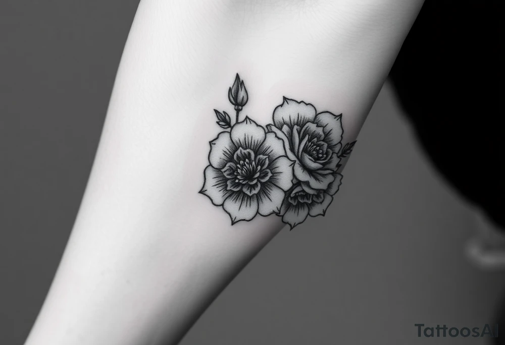 neo traditional flowers tattoo idea