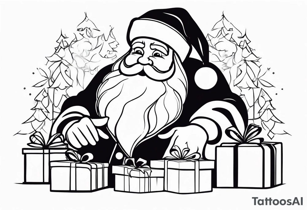 Santa with presents tattoo idea
