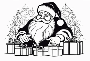 Santa with presents tattoo idea