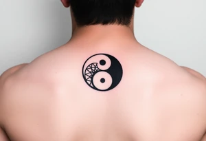 GEOMETRIC YIN YANG WITH NEGATIVE SPACE tattoo idea