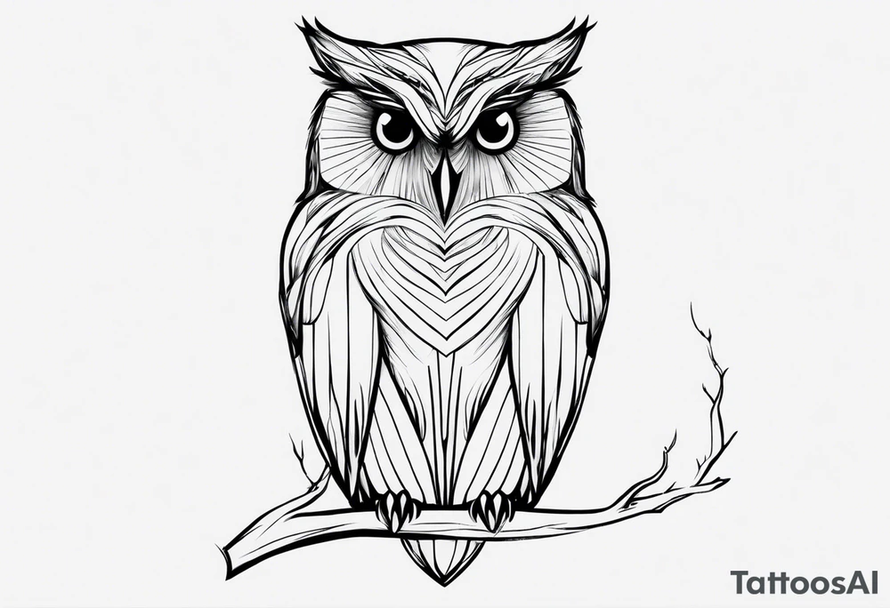 Owl with on line tattoo idea