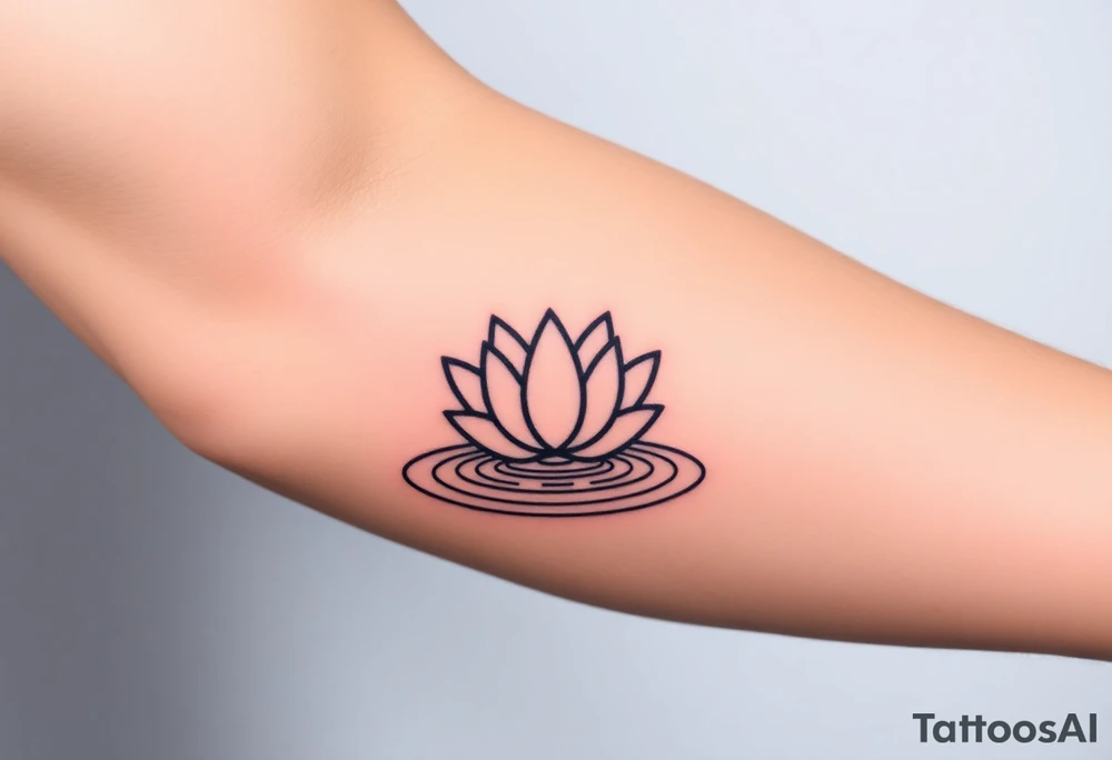 serene lotus flower emerging from sacred waters with ripples tattoo idea