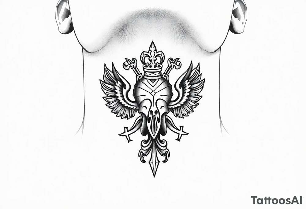russian christian orthodox military neck design front facing tattoo idea